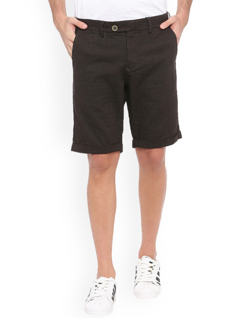 

WITH Men Coffee Brown Printed Regular Fit Chino Shorts