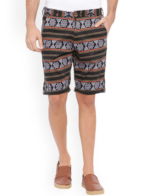 

WITH Men Black Printed Regular Fit Chino Shorts