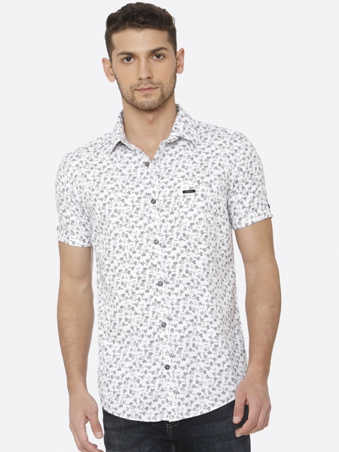 

Mufti Men White Slim Fit Printed Casual Shirt