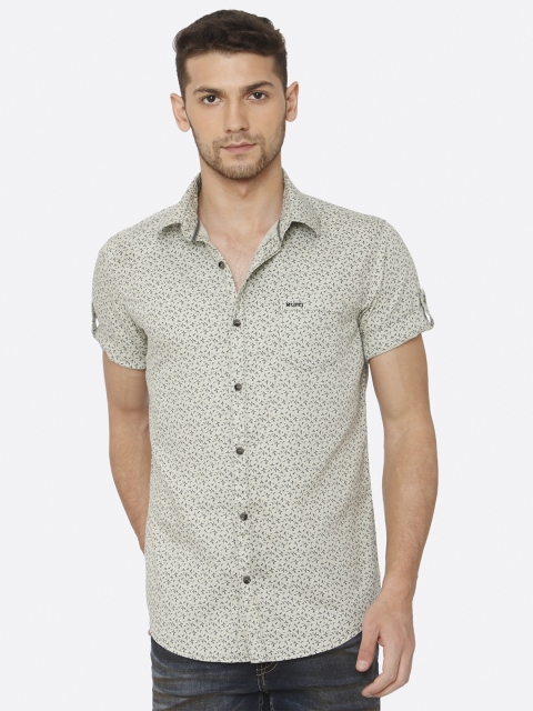 

Mufti Men Grey Slim Fit Printed Casual Shirt