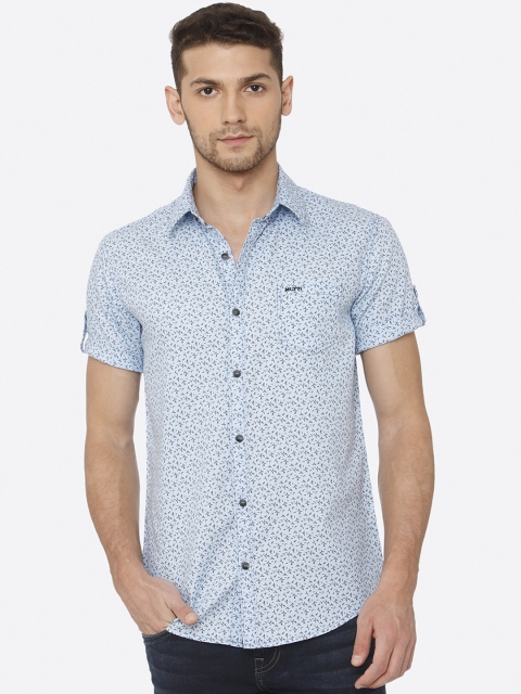 

Mufti Men Turquoise Blue Slim Fit Printed Casual Shirt