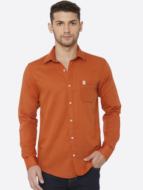 

Mufti Men Rust Slim Fit Solid Casual Shirt