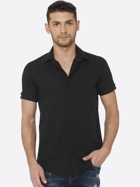 

Mufti Men Black Slim Fit Solid Casual Shirt