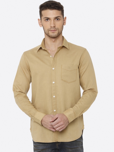 

Mufti Men Khaki Slim Fit Solid Casual Shirt