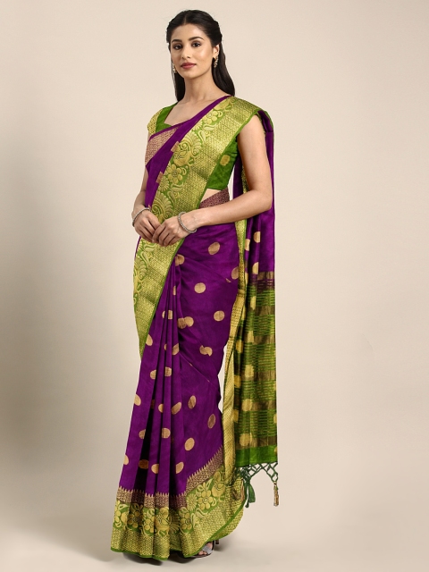 

Rajnandini Magenta Silk Blend Woven Design Kanjeevaram Saree