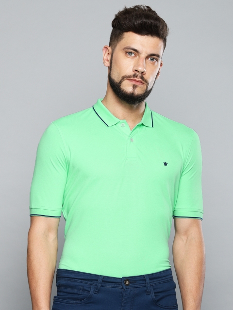

Louis Philippe Men Green Solid Polo Collar T-shirt