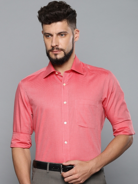 

Louis Philippe Men Coral Pink Regular Fit Self Design Formal Shirt