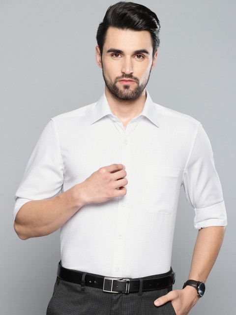 

Louis Philippe Men White & Grey Regular Fit Self Design Formal Shirt