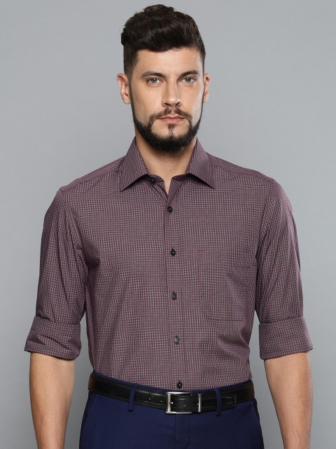 

Louis Philippe Men Maroon & Grey Classic Regular Fit Checked Formal Shirt