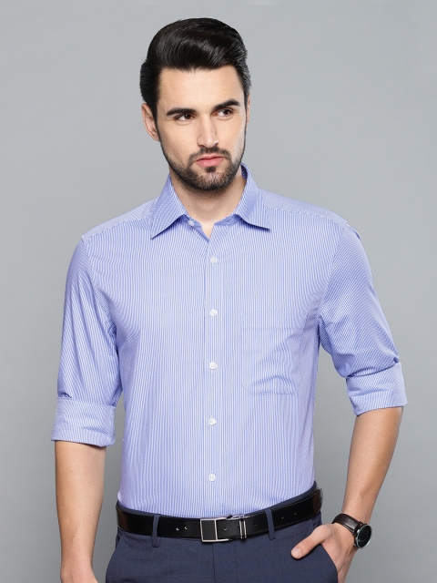 

Louis Philippe Men Blue & White Classic Regular Fit Striped Formal Shirt