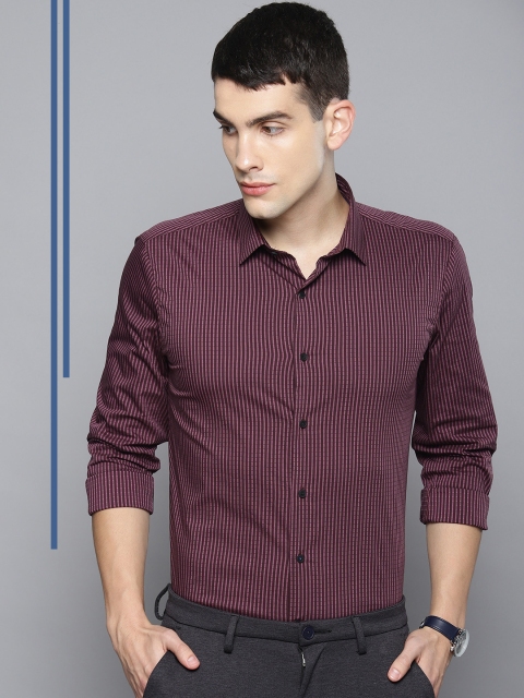

Louis Philippe Ath.Work Men Maroon Slim Fit Striped Smart Casual Shirt