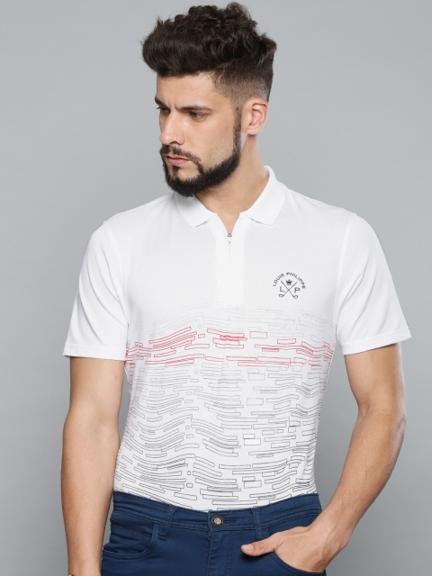 

Louis Philippe Men White Printed Polo Collar T-shirt