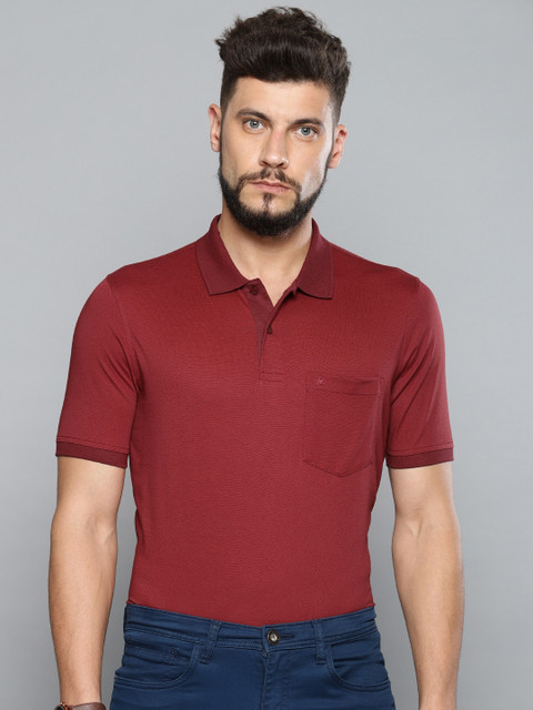 

Louis Philippe Men Red Solid Polo Collar T-shirt
