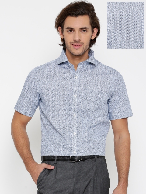 

Arrow White & Blue Printed Slim Fit Formal Shirt