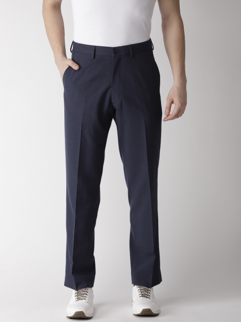 

Marks & Spencer Men Navy Blue Regular Fit Solid Trousers