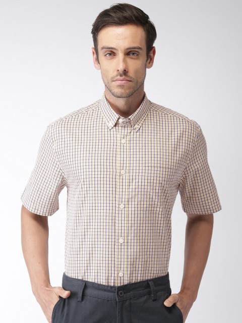 

Marks & Spencer Men Yellow & Blue Relaxed Regular Fit Checked Smart Casual Shirt