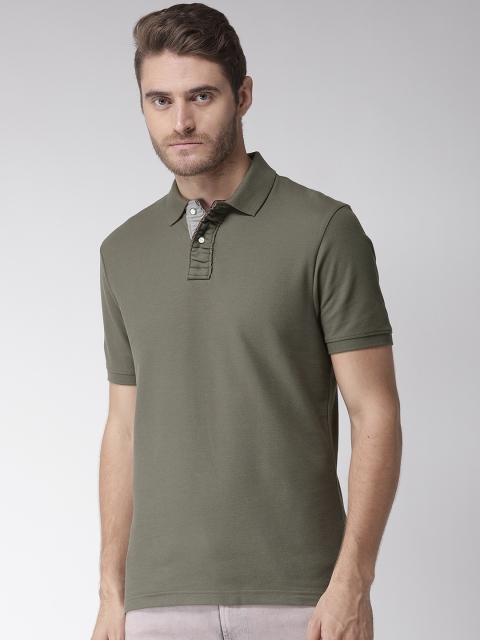 

Marks & Spencer Men Olive Green Solid Polo Collar T-shirt
