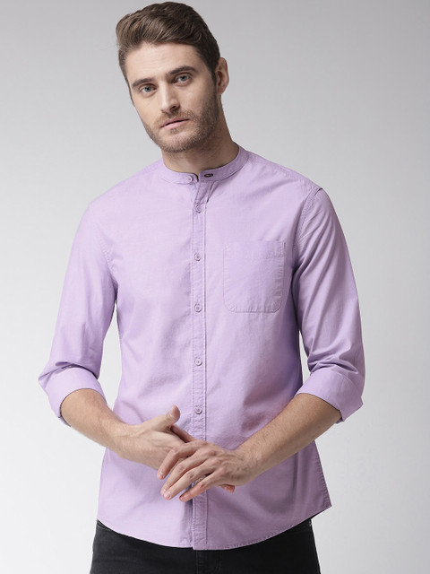 

Marks & Spencer Men Lavender Slim Fit Solid Casual Shirt
