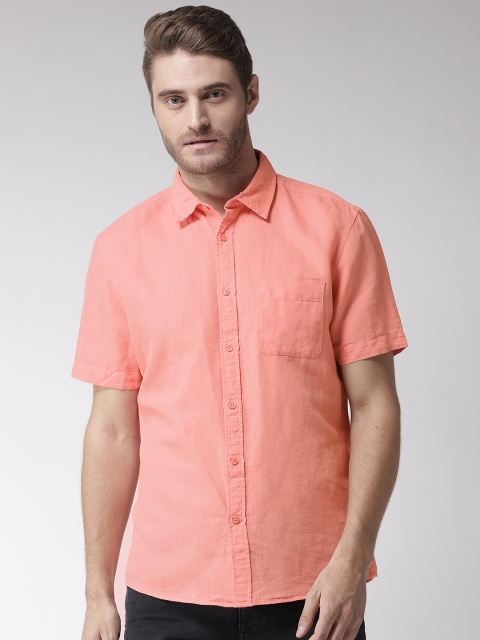 

Marks & Spencer Men Peach-Coloured Regular Fit Solid Casual Shirt