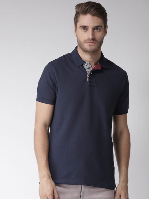 

Marks & Spencer Men Navy Blue Solid Polo Collar T-shirt