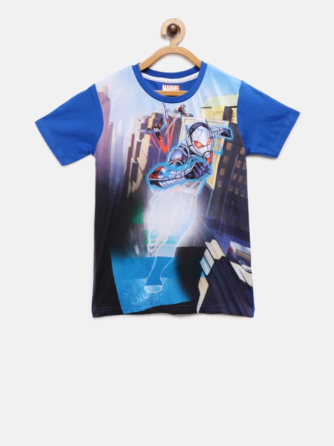 

TAMBOURINE Boys Blue Avengers Printed Round Neck T-shirt