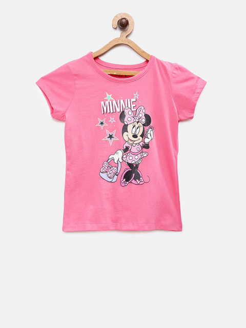 

TAMBOURINE Girls Pink Minnie Mouse Printed Round Neck T-shirt