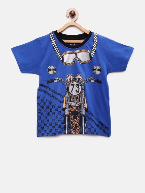 

TAMBOURINE Boys Blue Printed Round Neck T-shirt