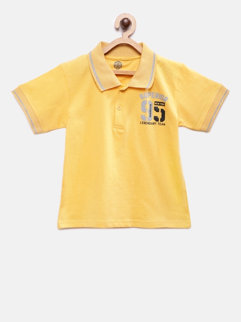 

TAMBOURINE Boys Yellow Solid Round Neck T-shirt