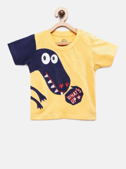 

TAMBOURINE Boys Yellow Printed Round Neck T-shirt