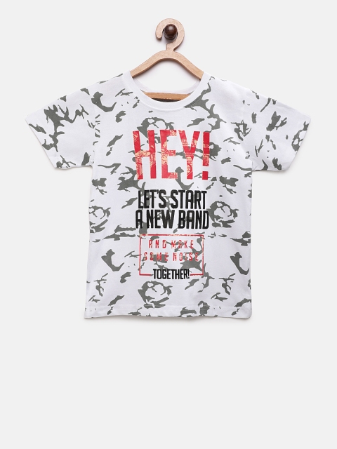 

TAMBOURINE Boys White Printed Round Neck T-shirt