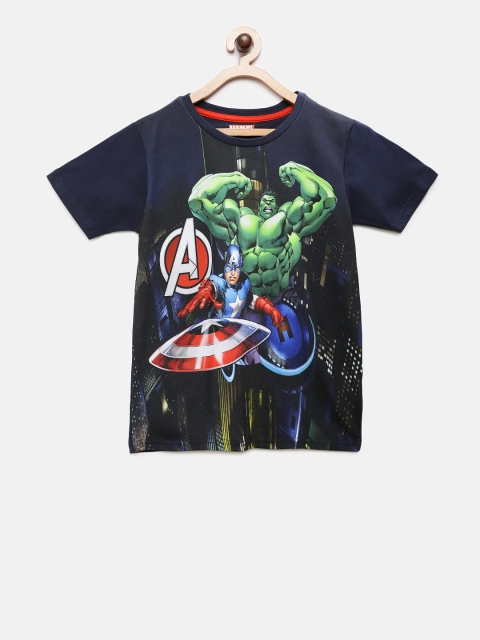 

TAMBOURINE Boys Black Avengers Printed Round Neck T-shirt
