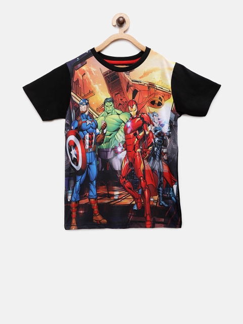 

TAMBOURINE Boys Black Avengers Printed Round Neck T-shirt