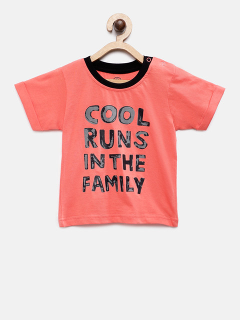 

TAMBOURINE Boys Orange Printed Round Neck T-shirt