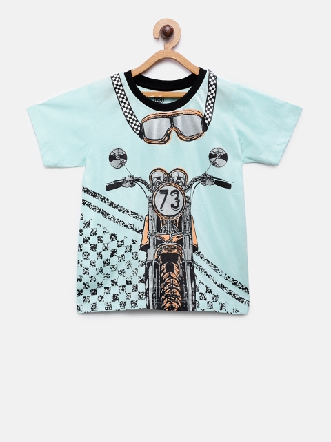

TAMBOURINE Boys Blue Printed Round Neck T-shirt