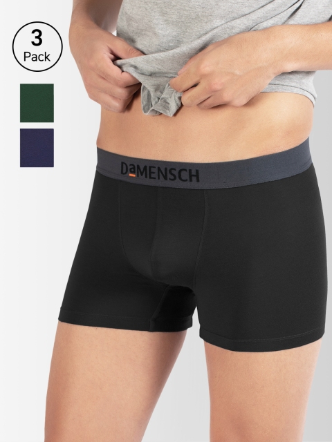 

DaMENSCH Men DEO-SOFT Deodorizing Micro Modal Solid Trunks DAM-DC-T-OB&SB&JG-PACK-3-MIX, Green