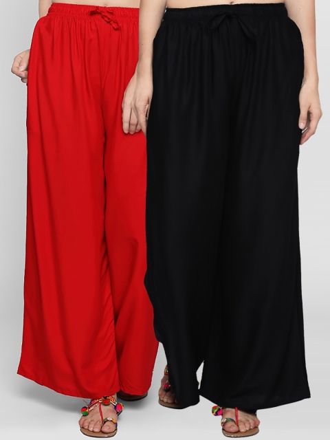

Ishin Women Pack of 2 Solid Straight Palazzos, Multi