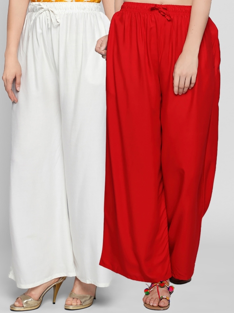 

Ishin Women Pack of 2 Solid Palazzos, White