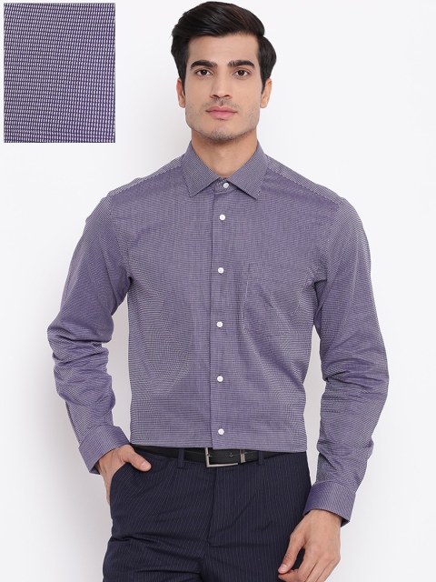 

Blackberrys Men Purple & White Slim Fit Self Design Formal Shirt