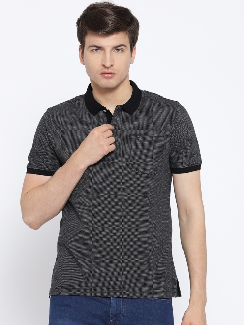 

Blackberrys Men Black & Green Self Design Polo Collar T-shirt