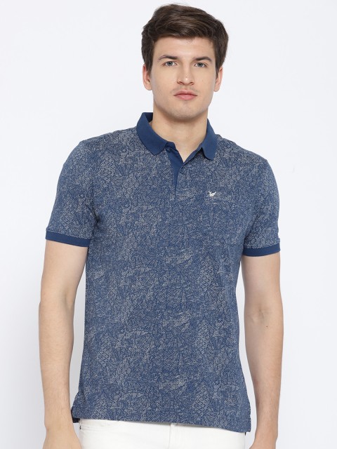 

Blackberrys Men Navy Blue Printed Polo Collar T-shirt