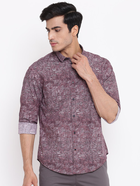 

Blackberrys Men Purple & Black Slim Fit Printed Casual Shirt