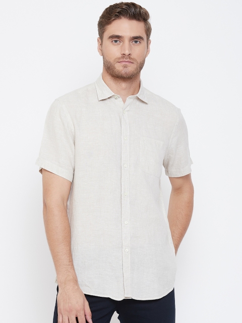 

Blackberrys Men Grey Linen Smart Fit Solid Casual Shirt