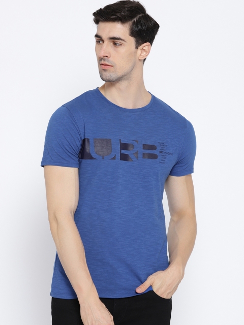 

Blackberrys Men Blue Printed Round Neck T-shirt