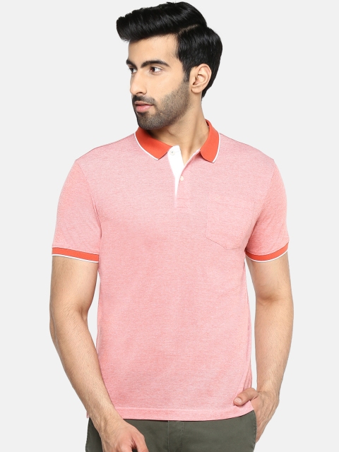 

Blackberrys Men Orange Self Design Polo Collar T-shirt