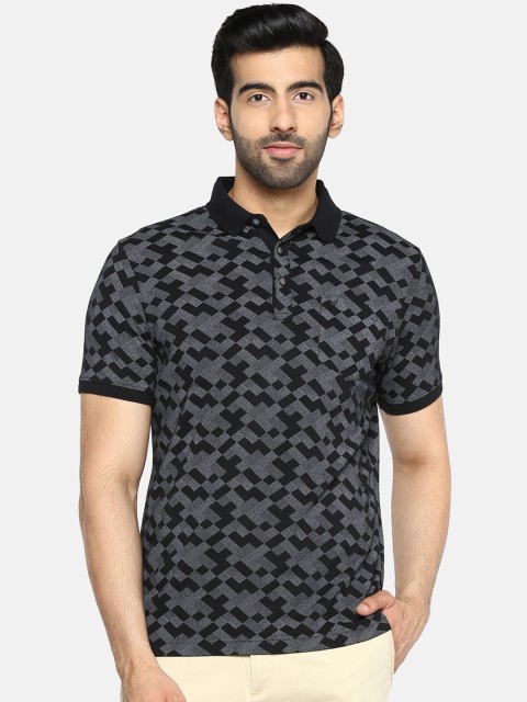 

Blackberrys Men Black Printed Polo Collar T-shirt