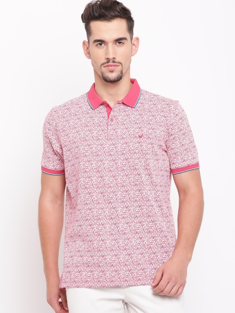 

Blackberrys Men Pink & White Printed Polo Collar T-shirt