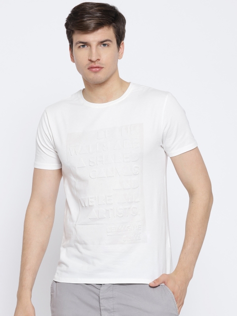

Blackberrys Men White Printed Round Neck T-shirt