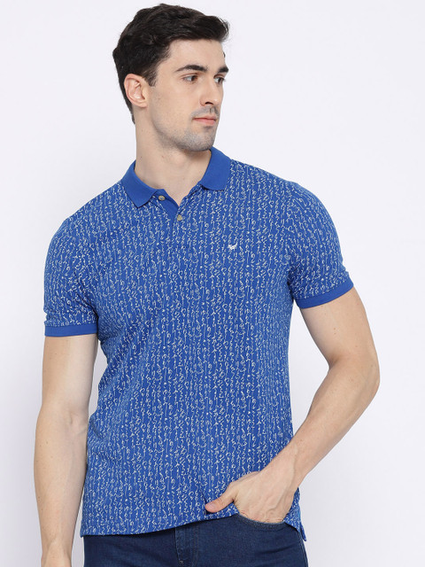 

Blackberrys Men Blue & White Printed Polo Collar T-shirt