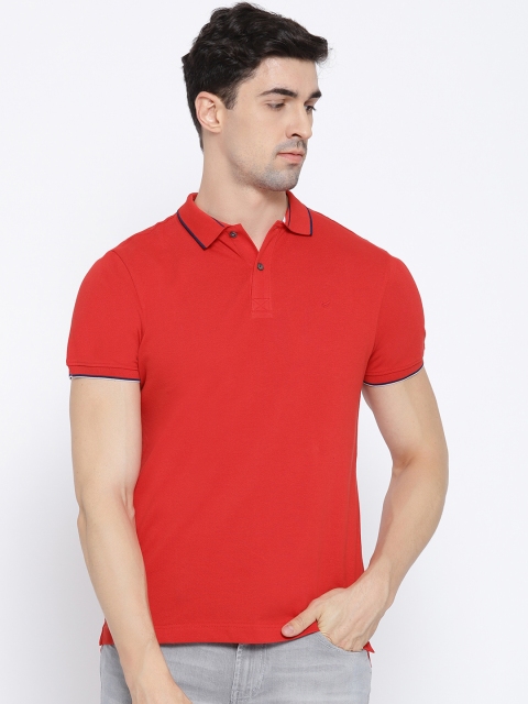 

Blackberrys Men Red Solid Polo Collar T-shirt