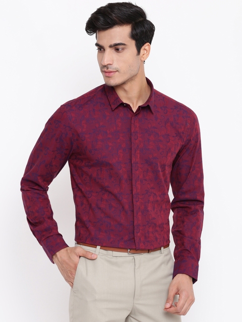 

Blackberrys Men Red & Purple Slim Fit Striped Casual Shirt